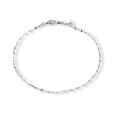 Silver Flat Diamond Cut Anklet